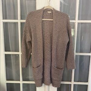 Debut Tan Cozy Popcorn Open-Front Cardigan Sweater w/ Pockets Size M/L